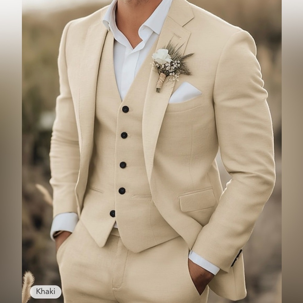 Men's Khaki Suit - Classic Three-Piece